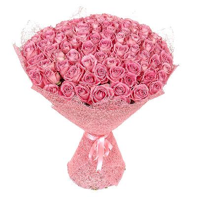 Букет из 101 розы "Розовые"